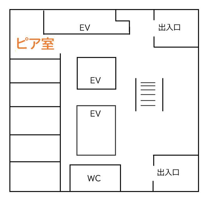 Pia室は情報学部棟K1号館一階にあります。